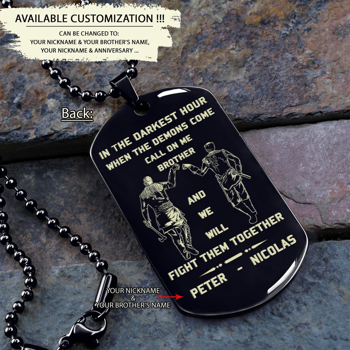 VIKING - Call on me brother engraved dog tag