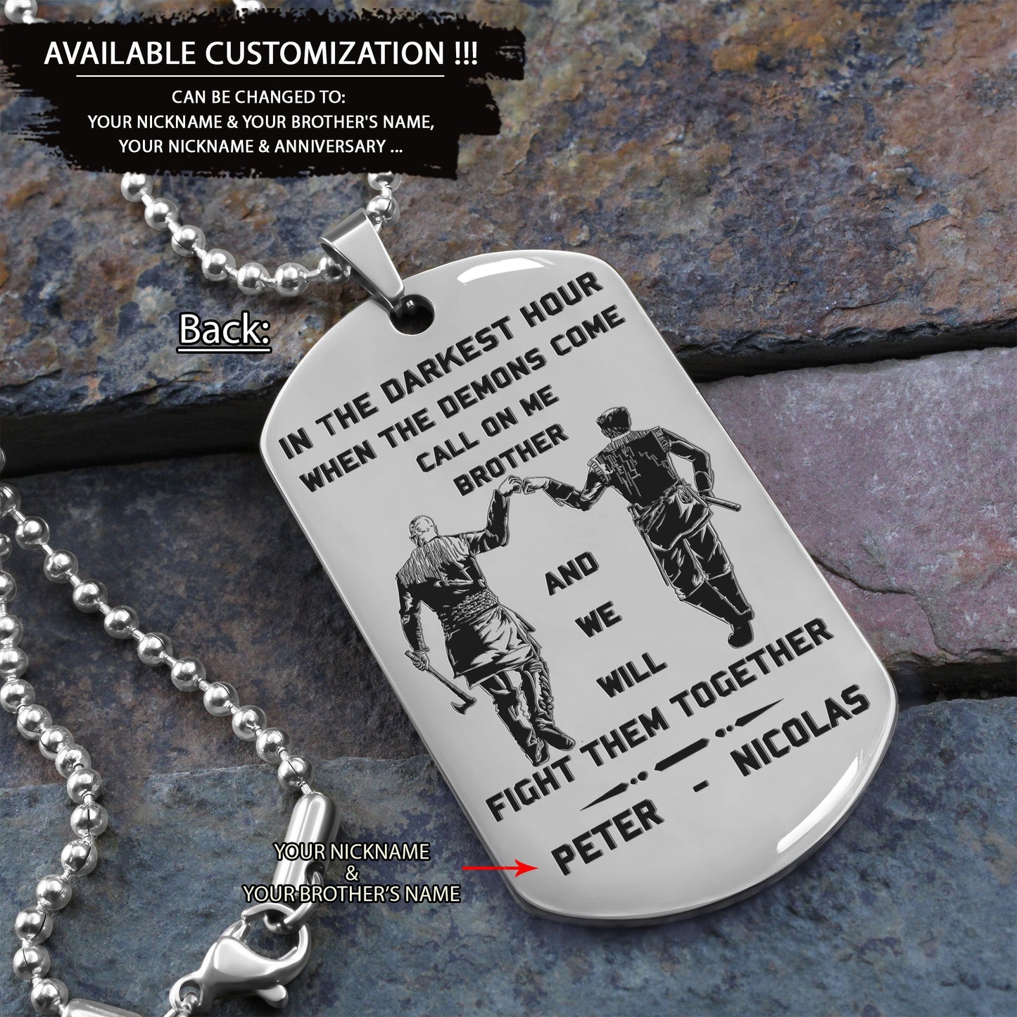 VIKING - Call on me brother engraved dog tag