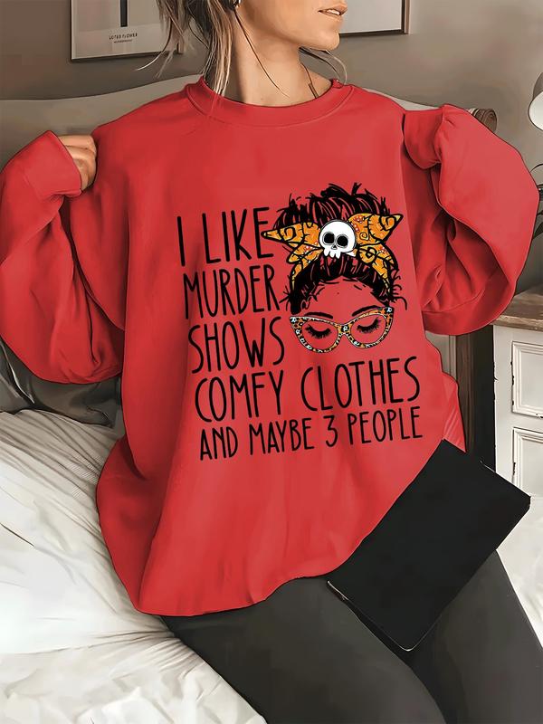 Cartoon Graphic Print Round Neck Sweatshirt, Casual Drop Shoulder Long Sleeve Pullover, Women's Clothing