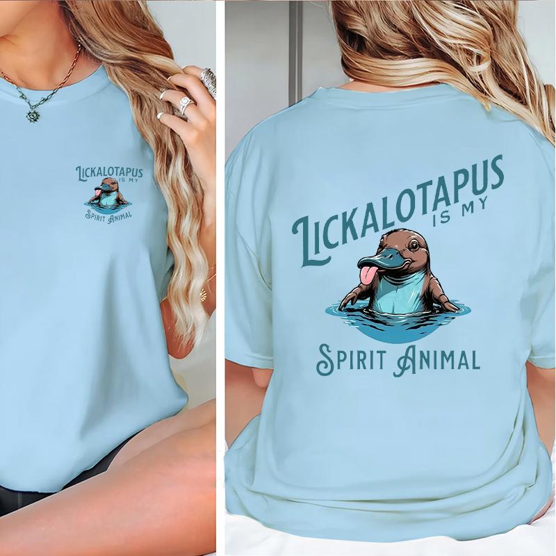 Lickalotapus is my Spirit Animal Men's funny T- shirt Crewneck Menswear Cotton Top Classic Fashion