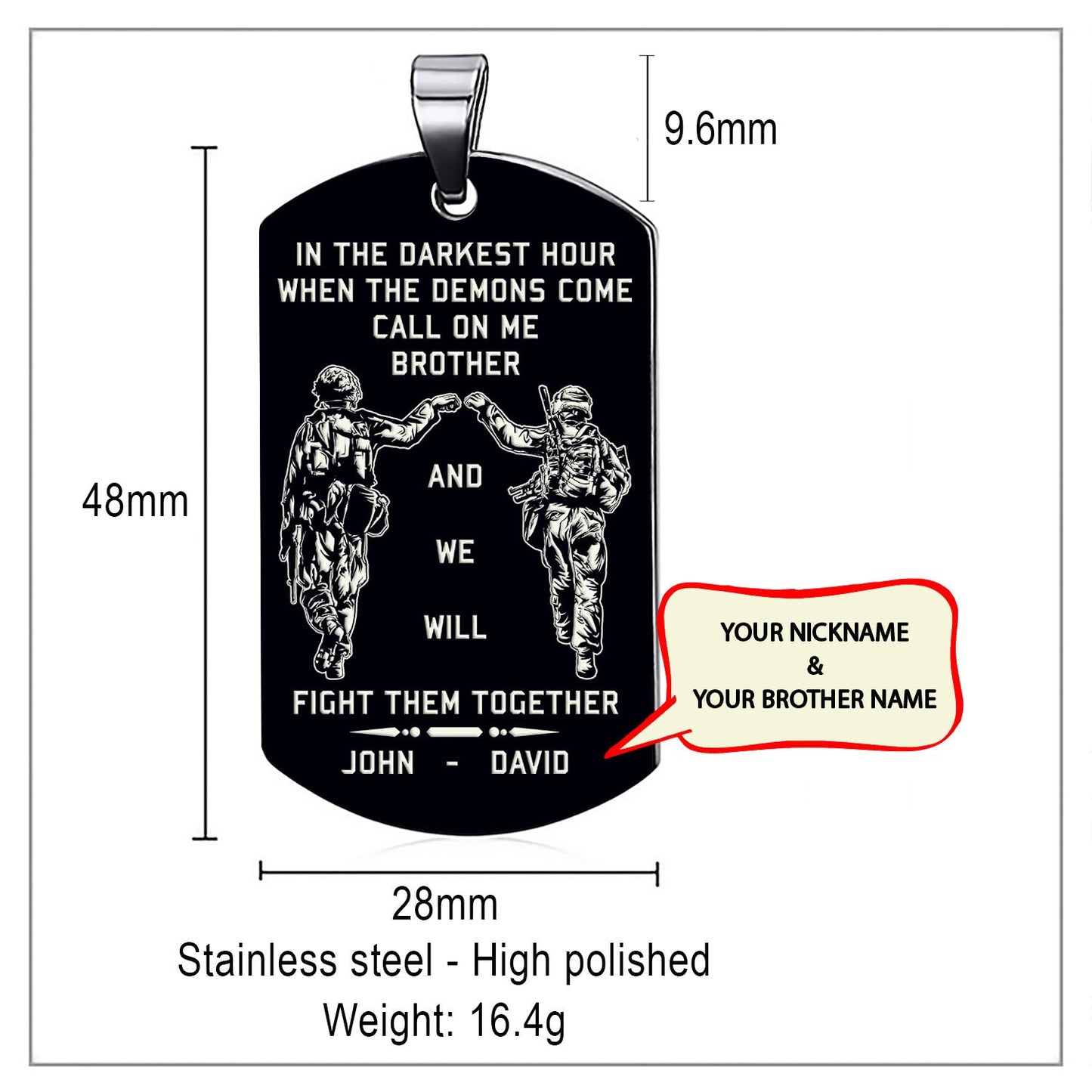 One Piece(Zoro&Luffy)Call on me brother engraved dog tag
