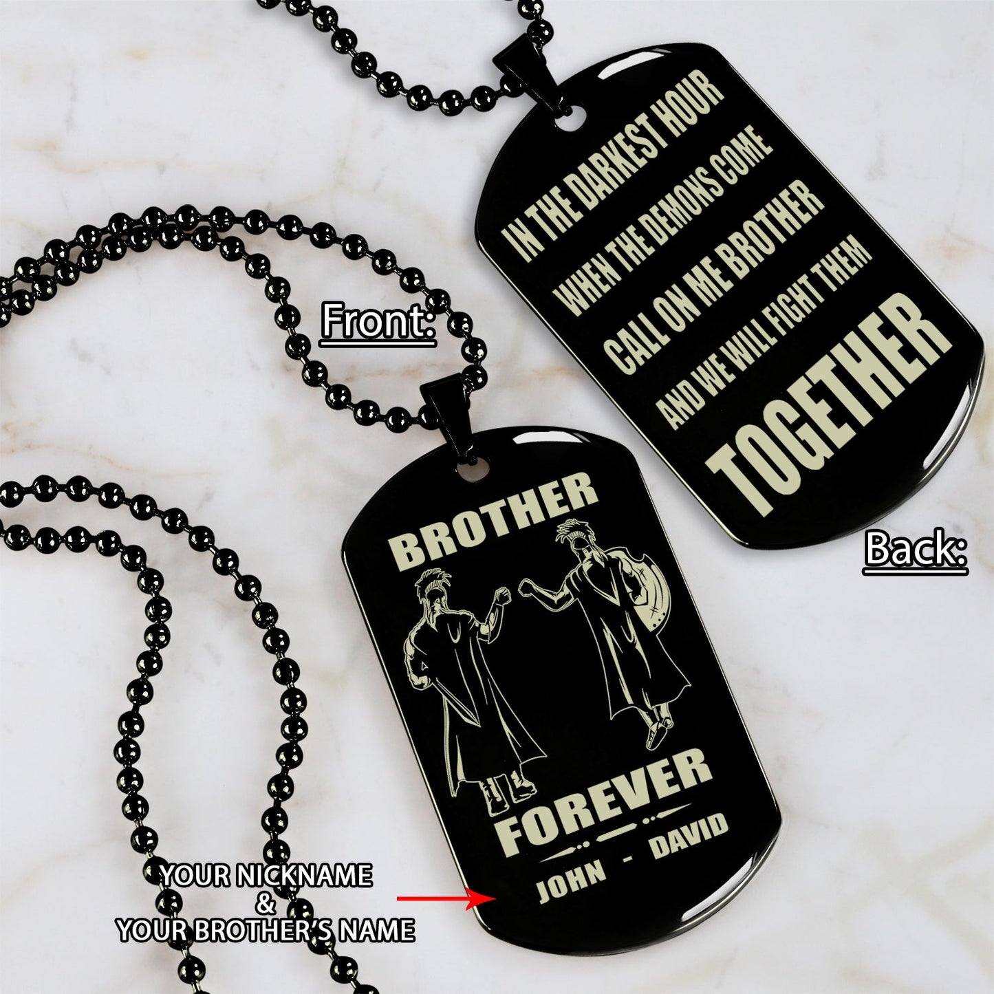 SPARTAN - Call on me brother engraved dog tag
