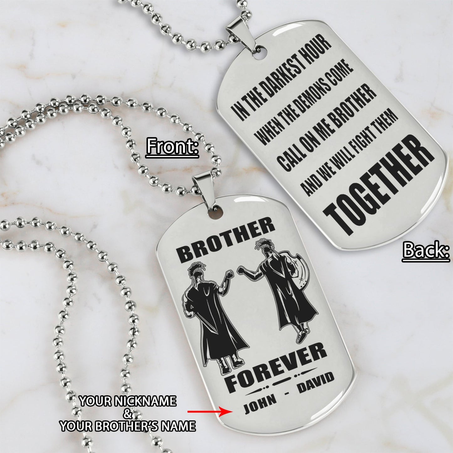 SPARTAN - Call on me brother engraved dog tag
