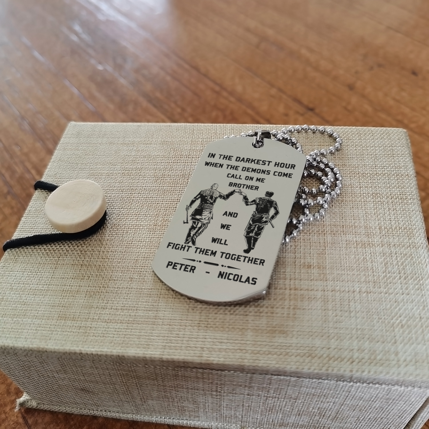 VIKING - Call on me brother engraved dog tag
