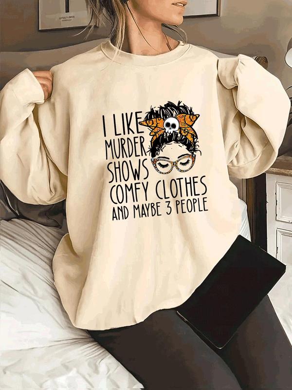 Cartoon Graphic Print Round Neck Sweatshirt, Casual Drop Shoulder Long Sleeve Pullover, Women's Clothing