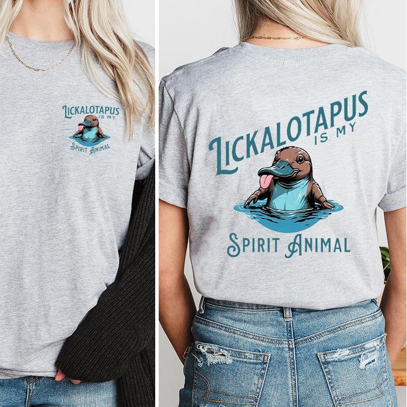 Lickalotapus is my Spirit Animal Men's funny T- shirt Crewneck Menswear Cotton Top Classic Fashion