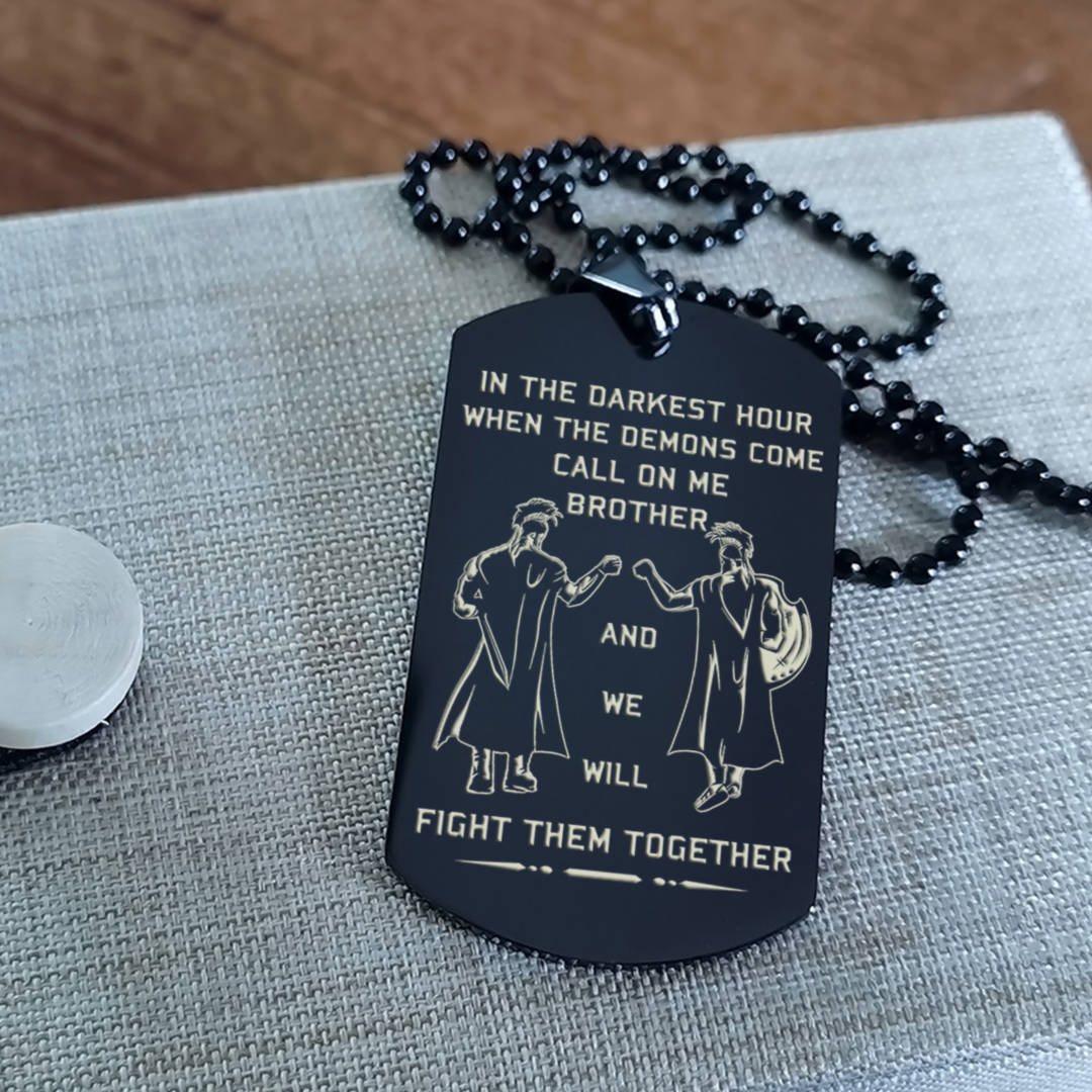 SPARTAN - Call on me brother engraved dog tag