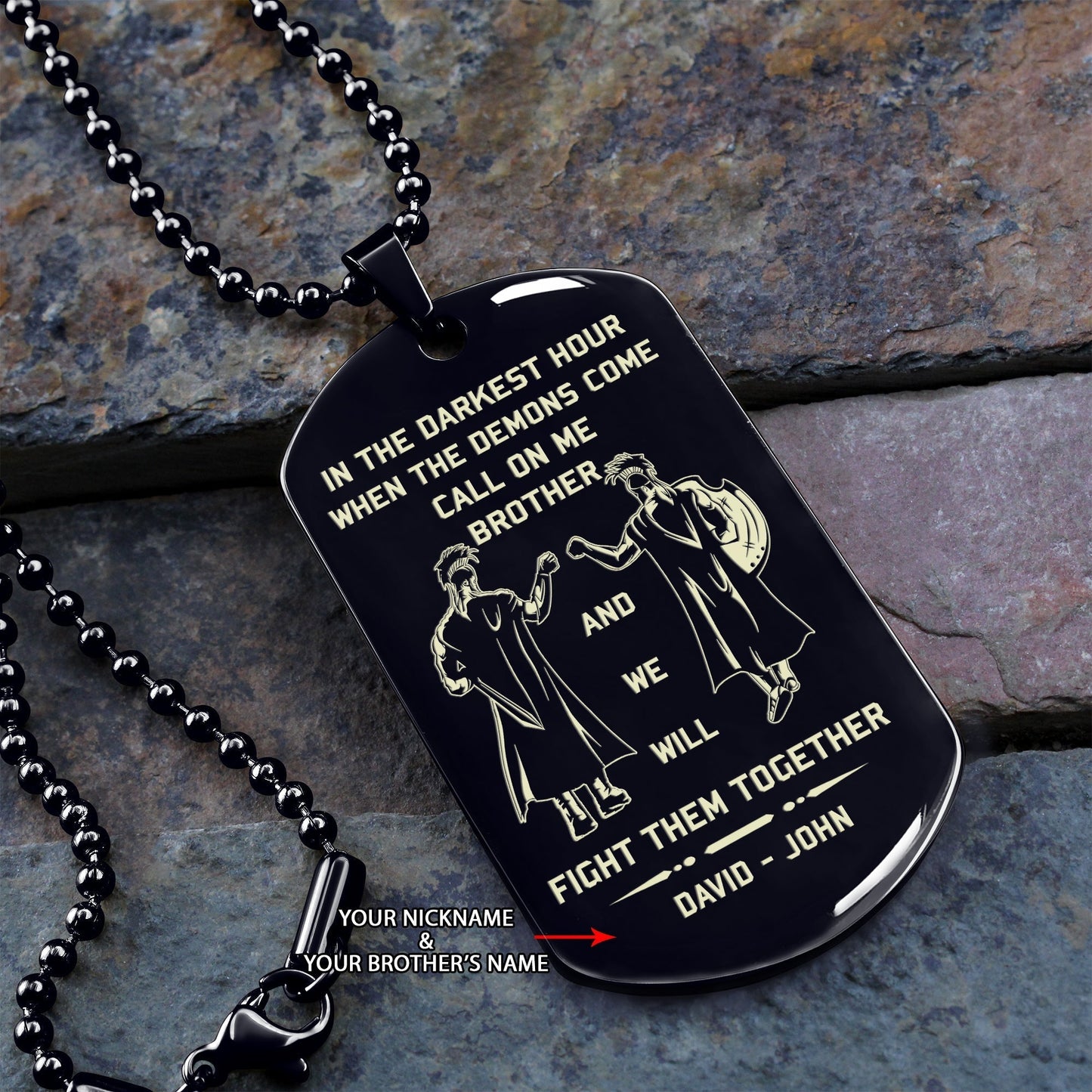 SPARTAN - Call on me brother engraved dog tag