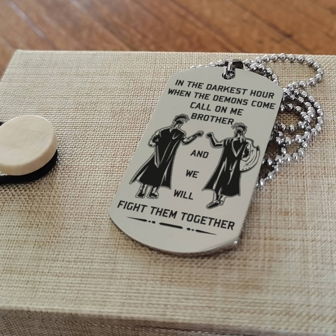 SPARTAN - Call on me brother engraved dog tag