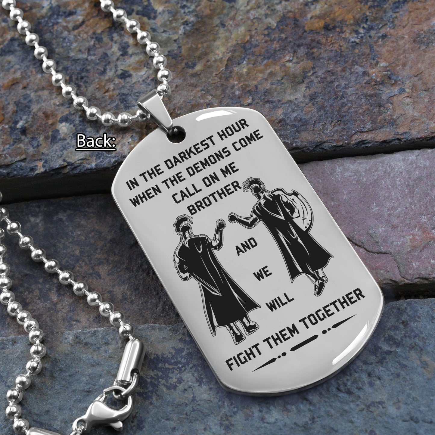 SPARTAN - Call on me brother engraved dog tag