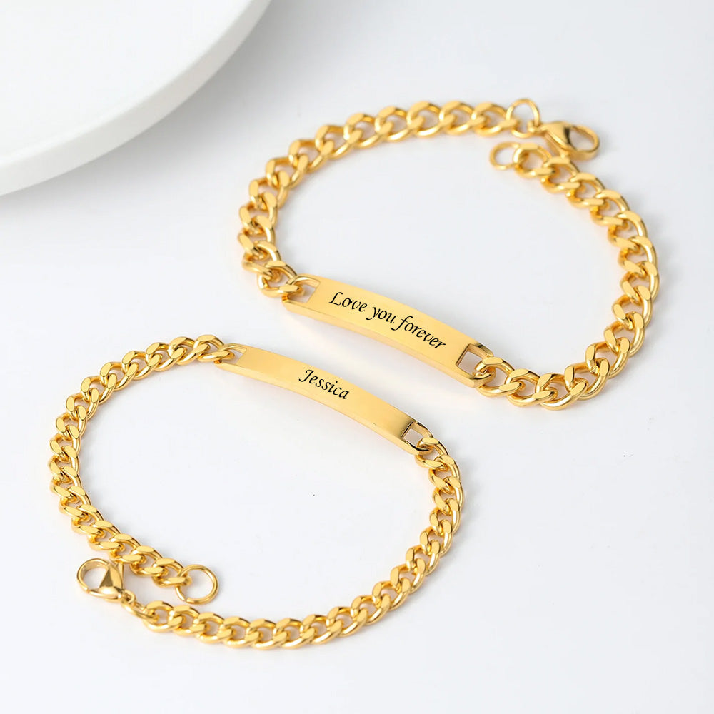Personalized Couple Engraved Bar Bracelet