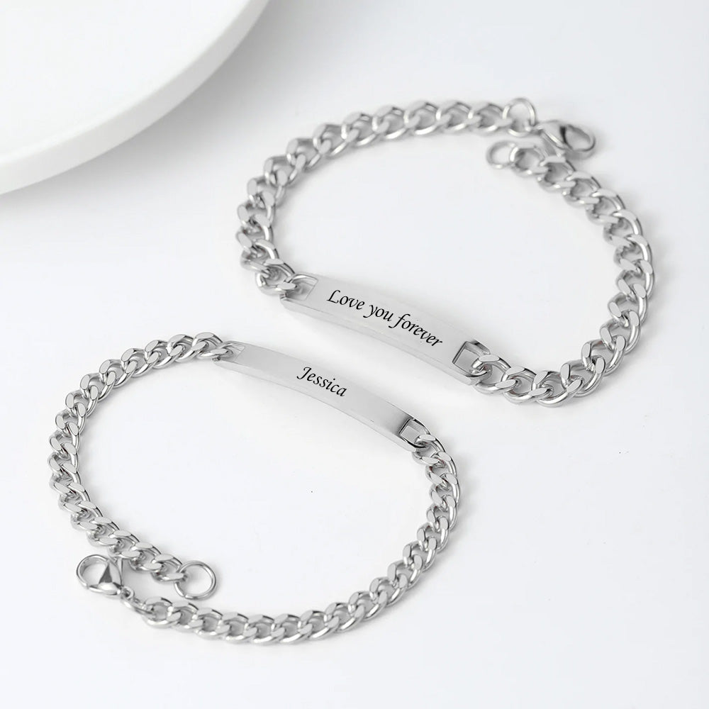 Personalized Couple Engraved Bar Bracelet