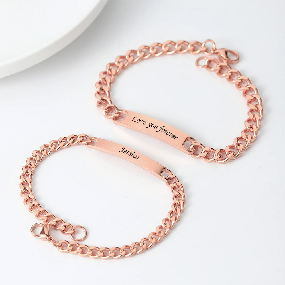 Personalized Couple Engraved Bar Bracelet