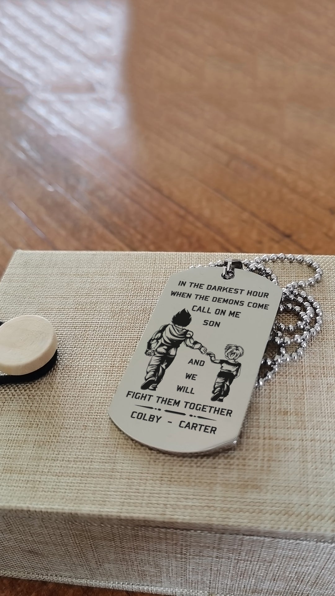 (DAD AND SON) CUSTOMIZABLE ENGRAVED DOG TAG CALL ON ME SON