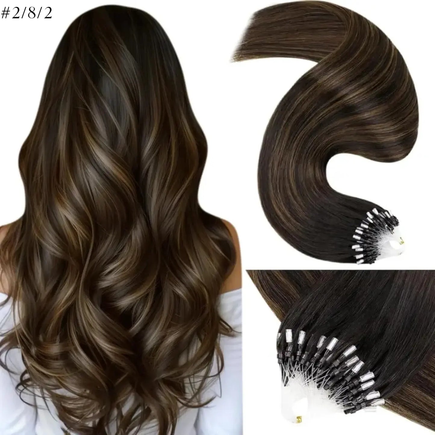 LaaVoo Micro Ring Human Hair Extensions, 14-28in Glueless Silky Straight, 57g Bead Loop System, Blends Naturally for Summer Outfits, Extensions Hair,sohochic