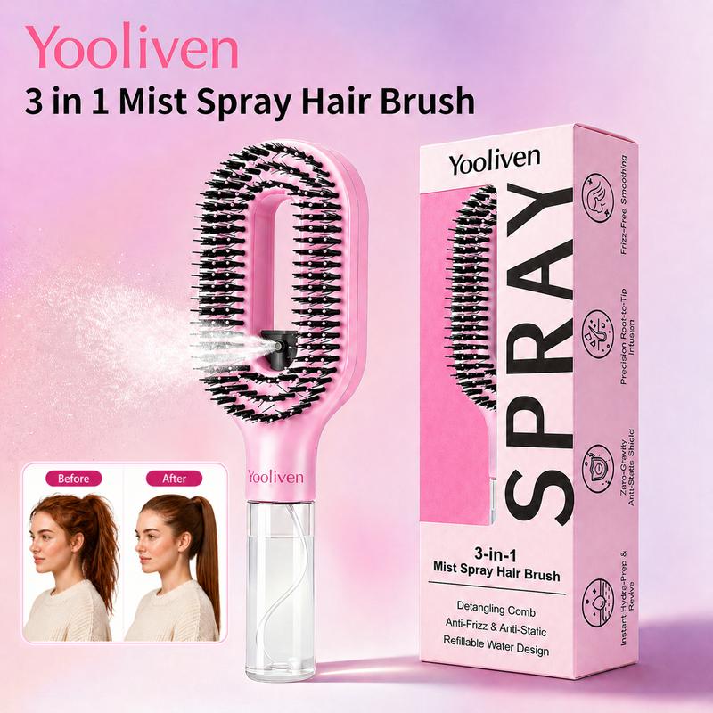 Yooliven 3-in-1 Mist Spray Detangling Hair Brush with Refillable Water Handle [YQT:ULO-261019-002:ab31588aa2179a3a]