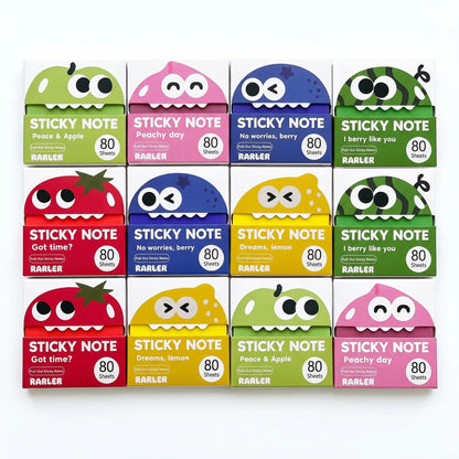 Transparent Pull-Out Sticky Notes with Colorful Fruit Character Boxes, 12 Pack [YQT:ULO-260912-005:2993d2b366fc29e6]
