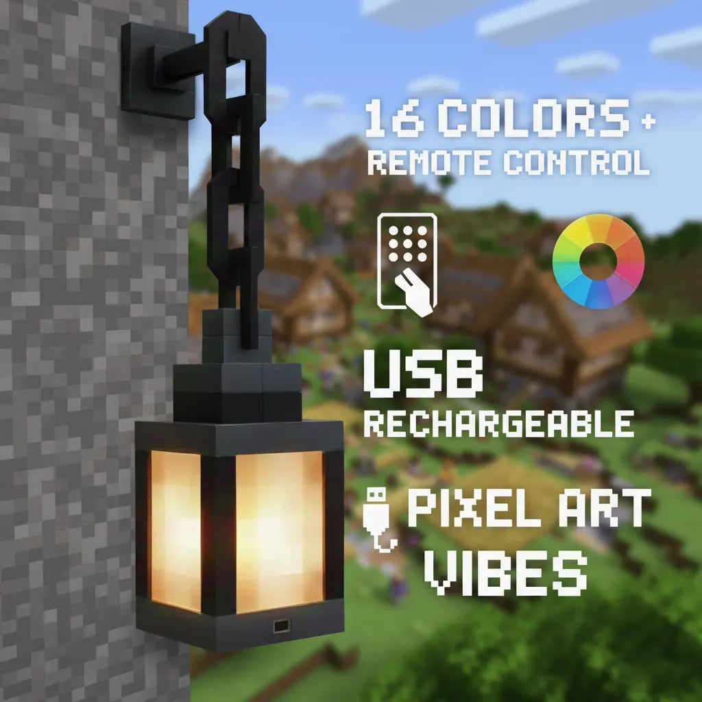 Pixel Style Rechargeable LED Lantern with Remote Control and 16 Colors [YQT:ULO-260916-001:60ef41264985cbcd]