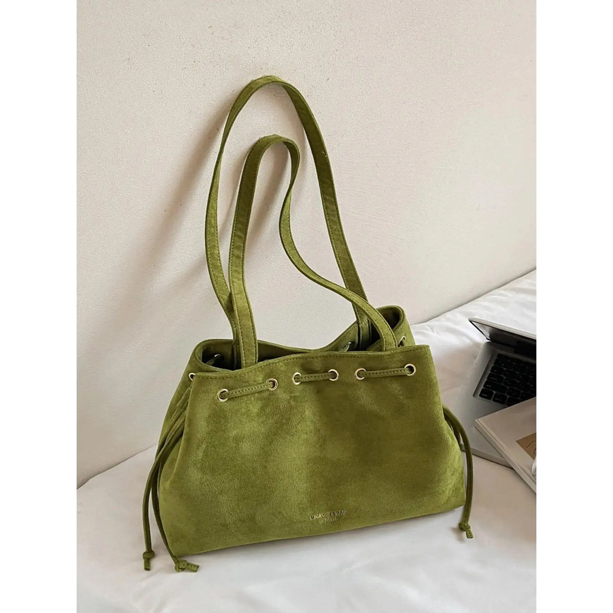 Women's Retro Drawstring Tote Bag with Double Shoulder Straps and Interior Pocket [YQT:ULO-260918-002:211627b488470268]