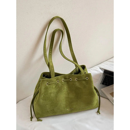 Women's Retro Drawstring Tote Bag with Double Shoulder Straps and Interior Pocket [YQT:ULO-260918-002:211627b488470268]