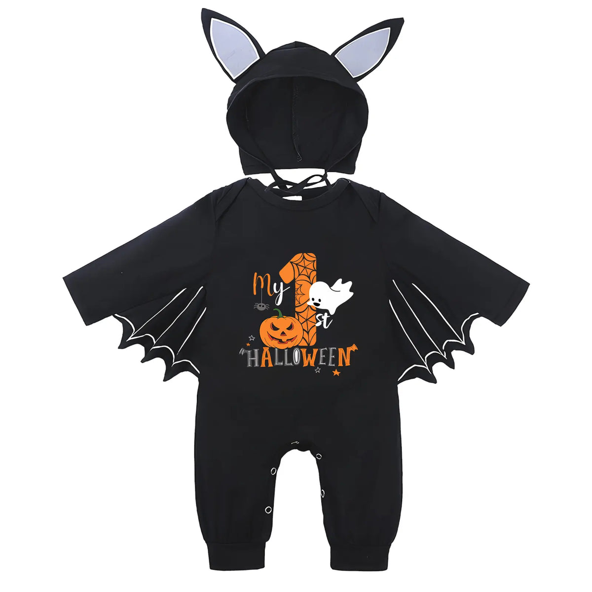 Baby My First Halloween Black Bat Costume Romper with Wing Details [YQT:ULO-260914-001:9e251a81a74324d7]