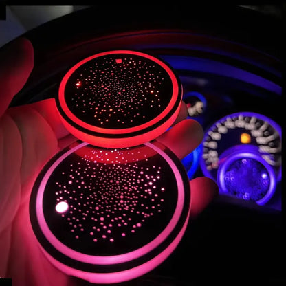 Rechargeable LED Car Cup Holder Coasters with Starry Design and Seven Colors [YQT:ULO-261009-001:69131a81624e38ca]