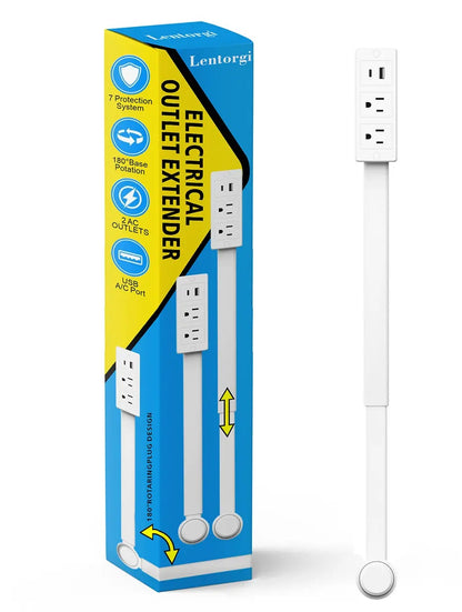 Adjustable Wall Outlet Extender with Two AC Outlets and USB Charging Ports [YQT:ULO-260924-006:d4aa23f05e6ab504]