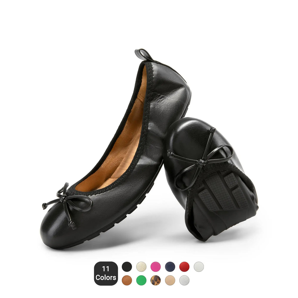 Women's Foldable Ballet Flats with Bow Detail and Round Toe [YQT:ULO-260917-005:116d5c7d3527abfb]