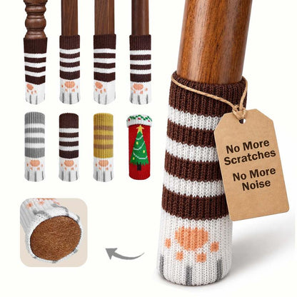 Knit Chair Leg Socks with Felt Bottoms in Striped and Holiday Designs [YQT:ULO-261029-006:97b2d766c8708e88]