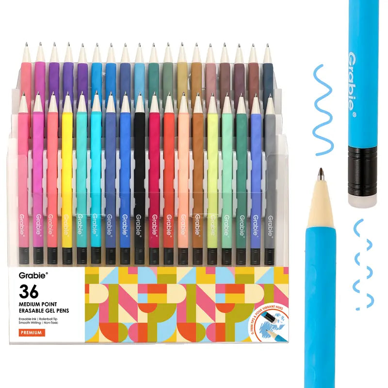 Grabie Erasable Gel Pen Set with Built-In Erasers and Colorful Pencil Design [YQT:ULO-261005-001:12159cfcb4440ebf]