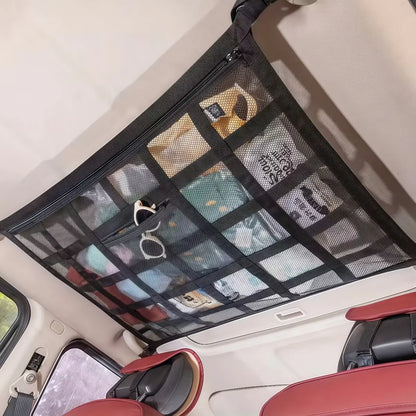 Car Ceiling Storage Net with Reinforced Mesh and Adjustable Buckle Straps [YQT:ULO-260924-005:aed47e7509218567]