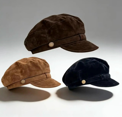 Retro Newsboy Cap with Short Brim and Decorative Button Detail [YQT:ULO-260918-001:c4a6f587238ea159]