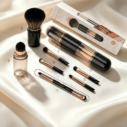 Capsule 6-in-1 Makeup Brush Set with Compact Face and Eye Brushes [YQT:ULO-261017-003:486055e23415842f]