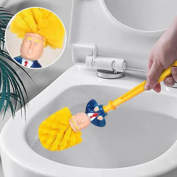 Novelty Toilet Brush with Yellow Bristles and Suited Figure Design [YQT:ULO-260915-004:afa20df5d54a2e92]