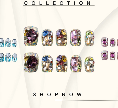 10-Piece Short Square Press-On Nails with Sparkly Rhinestones and 3D Designs [YQT:ULO-260918-004:3e4a61f3a74dbbaa]