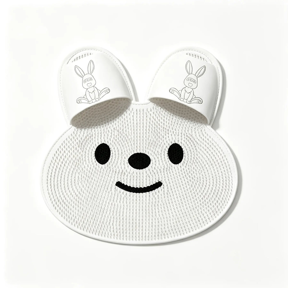 Rabbit Shaped Shower Foot Scrub Mat with Smiling Face Design [YQT:ULO-261007-006:6112418348650a1f]