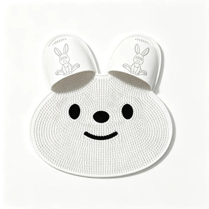 Rabbit Shaped Shower Foot Scrub Mat with Smiling Face Design [YQT:ULO-261007-006:6112418348650a1f]