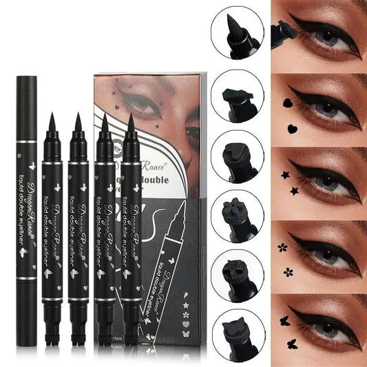 Black Double-Ended Liquid Eyeliner Pens with Wing and Decorative Stamps [YQT:ULO-261009-002:107389ae8b07cf78]