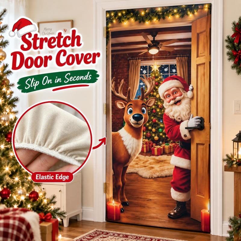 Christmas and Halloween Stretch Fabric Door Cover with Elastic Edges [YQT:ULO-261027-001:05a93644910ab633]