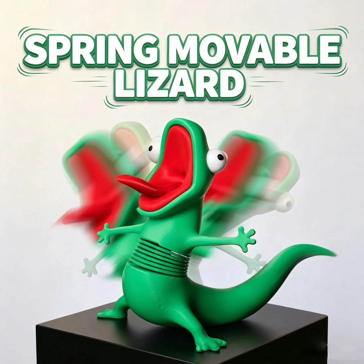 Green Spring Lizard Figurine with Wide Open Mouth and Curved Tail [YQT:ULO-261007-005:fcbf8ddf3ab11d6c]