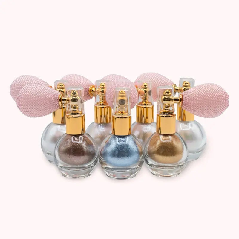 Body Shimmer Powder Spray with Vintage Style Pink Bulb Atomizer [YQT:ULO-260916-003:c83b13b84d93ce33]