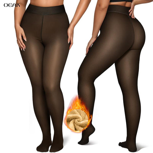 Women's Fleece Lined Sheer Look Tights in Classic and High Waisted Styles [YQT:ULO-261019-005:6428820eec2415a3]
