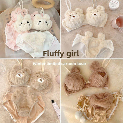 Plush Animal Design Bra and Brief Set in Multiple Colors [YQT:ULO-261017-001:cc14f8322f59def5]