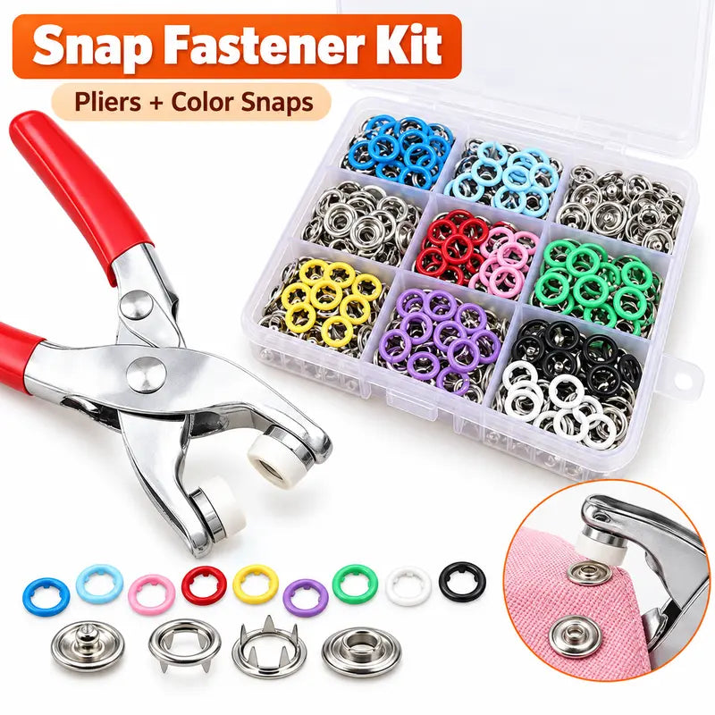 Colored Metal Snap Fastener Kit with Hand Pliers and Compartment Storage Box [YQT:ULO-261012-005:4129f6671af08593]
