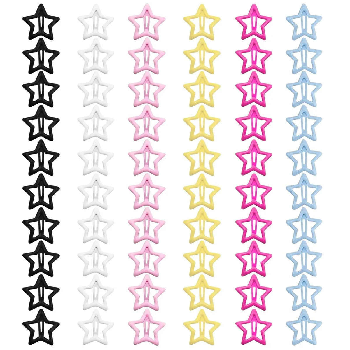 60-Piece Colorful Star-Shaped Snap Hair Clips with Open Outline Y2K Design [YQT:ULO-260912-004:6a8607d2043d291d]