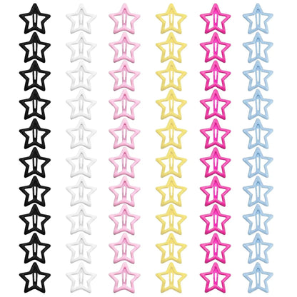 60-Piece Colorful Star-Shaped Snap Hair Clips with Open Outline Y2K Design [YQT:ULO-260912-004:6a8607d2043d291d]