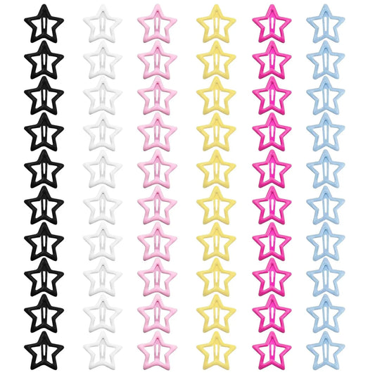 60-Piece Colorful Star-Shaped Snap Hair Clips with Open Outline Y2K Design [YQT:ULO-260912-004:6a8607d2043d291d]