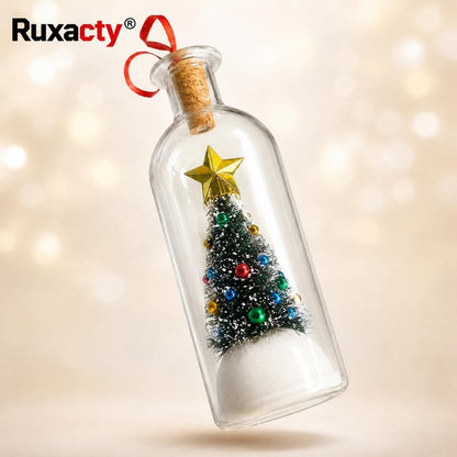 Recordable Christmas Message Bottle Ornament with Snowy Tree and Gold Star [YQT:ULO-261017-005:e11660c7fc5831ec]