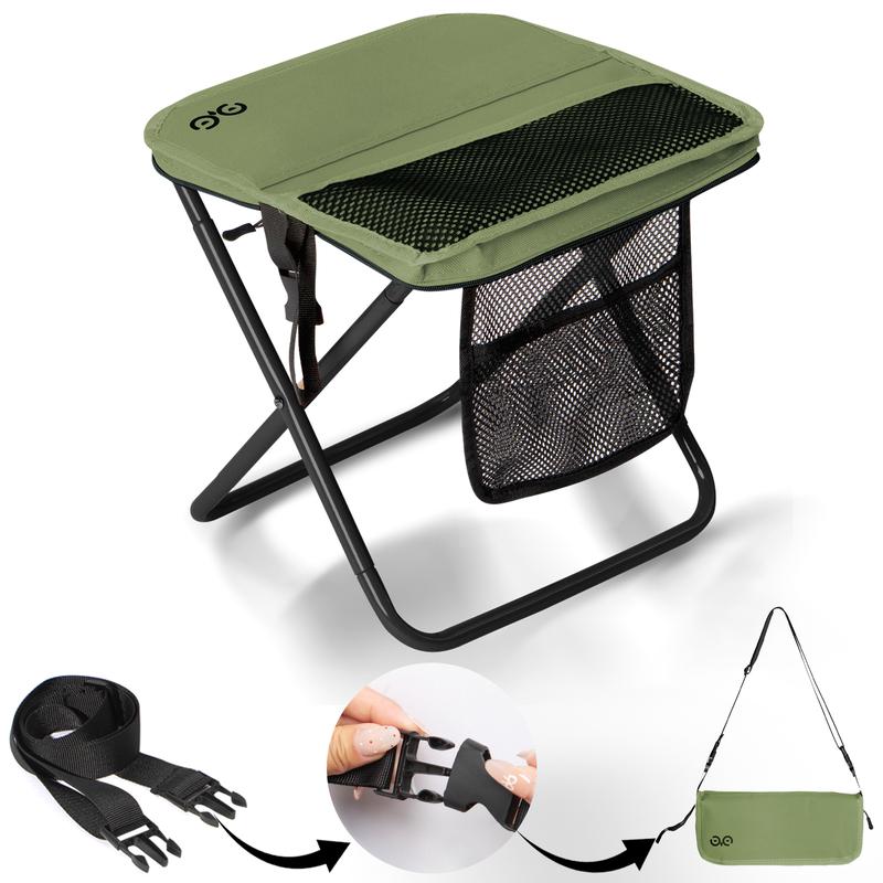 Portable Folding Camping Stool with Mesh Storage Pocket and Carry Strap [YQT:ULO-261029-001:6f35903f6ffcf865]
