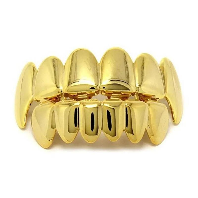 Glossy Upper and Lower Teeth Grillz with Vampire Fang Design [YQT:ULO-260925-002:914ca8fcbb5fd4e1]